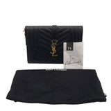 YSL ENVELOPE FLAP CLUTCH LUXE HANDBAG BLACK 6”x7.5”x1”