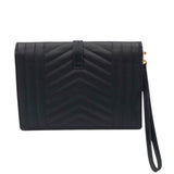 YSL ENVELOPE FLAP CLUTCH LUXE HANDBAG BLACK 6”x7.5”x1”