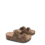 BEADED DOUBLE STRAP SANDAL SHOES BROWN RUST 5