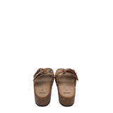 BEADED DOUBLE STRAP SANDAL SHOES BROWN RUST 5