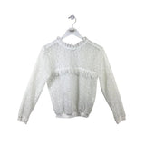 ANINE BING CROCHET LONG SLEEVE DESIGNER TOP WHITE XSMALL