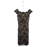 TADASHI SHOJI CAP SLEEVE DESIGNER DRESS BLACK NUDE 6
