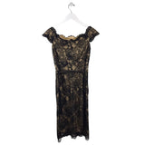 TADASHI SHOJI CAP SLEEVE DESIGNER DRESS BLACK NUDE 6