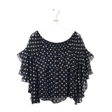 FRANK LYMAN DOTS 3/4 FLARE SLEEVE DESIGNER TOP BLACK WHITE 4