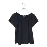 ELLIOTT LAUREN LINEN BLEND SHORT SLEEVE DESIGNER TOP BLACK SMALL