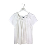 ELLIOTT LAUREN LINEN BLEND SHORT SLEEVE DESIGNER TOP WHITE SMALL
