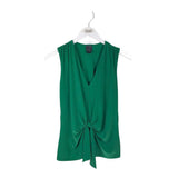 KNOTTED SLEEVELESS DESIGNER TOP GREEN MEDIUM