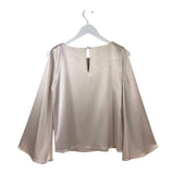 ALICE + OLIVIA SATIN LONG SLEEVE DESIGNER TOP CHAMPAGNE SMALL
