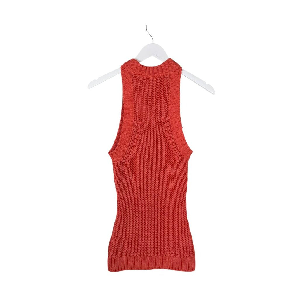 TRINA TURK KNIT SLEEVELESS DESIGNER TOP ORANGE SMALL