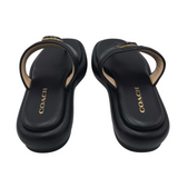 COACH LEATHER PLATFORM THONG SANDAL SHOES BLACK 9B
