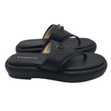 COACH LEATHER PLATFORM THONG SANDAL SHOES BLACK 9B
