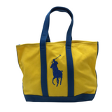 RALPH LAUREN CANVAS TOTE HANDBAG YELLOW BLUE