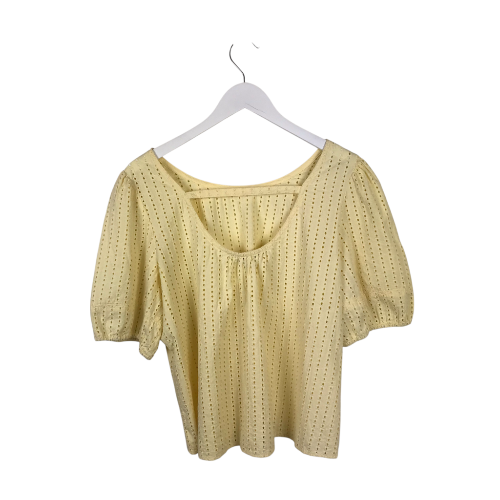 LOFT EYELET SHORT SLEEVE TOP YELLOW LARGE