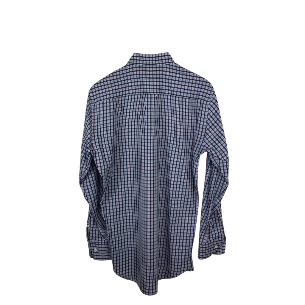 PETER MILLAR PLAID LONG SLEEVE MEN SHIRT BLUE NAVY LARGE