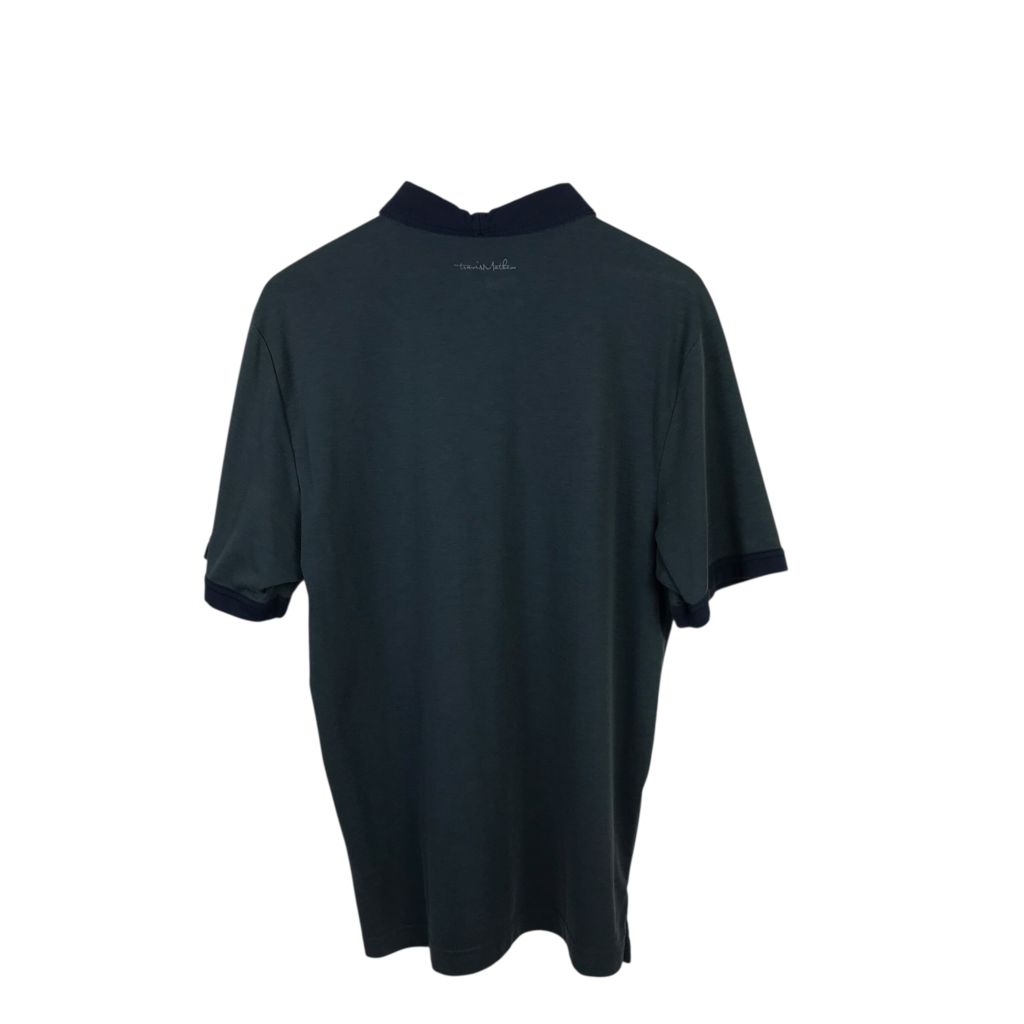 TRAVIS MATHEW POLO SHORT SLEEVE MEN SHIRT GREEN NAVY LARGE