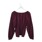 LOFT NWT EMBROIDERED LONG SLEEVE TOP MAROON LARGE