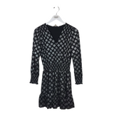 MICHAEL MICHAEL KORS PRINT LONG SLEEVE DRESS BLACK SILVER XSMALL