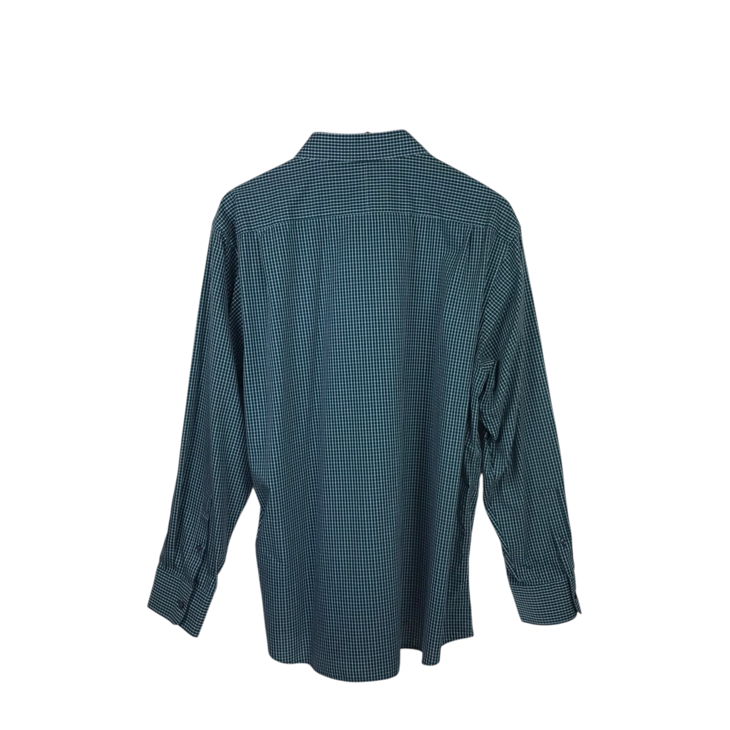MURANO PLAID LONG SLEEVE MEN SHIRT GREEN WHITE XLARGE