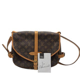 LOUIS VUITTON SAUMUR 35 MONOGRAM LUXE HANDBAG BROWN 12”x8”3”