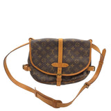 LOUIS VUITTON SAUMUR 35 MONOGRAM LUXE HANDBAG BROWN 12”x8”3”