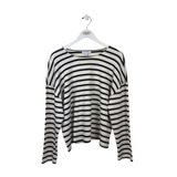 ANN TAYLOR NWT$79 KNIT STRIPE LONG SLEEVE TOP WHITE NAVY XLARGE