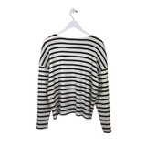 ANN TAYLOR NWT$79 KNIT STRIPE LONG SLEEVE TOP WHITE NAVY XLARGE