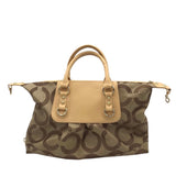 COACH SIGNATURE SHOULDER HANDBAG BROWN TAN 13.5x6.5”x5