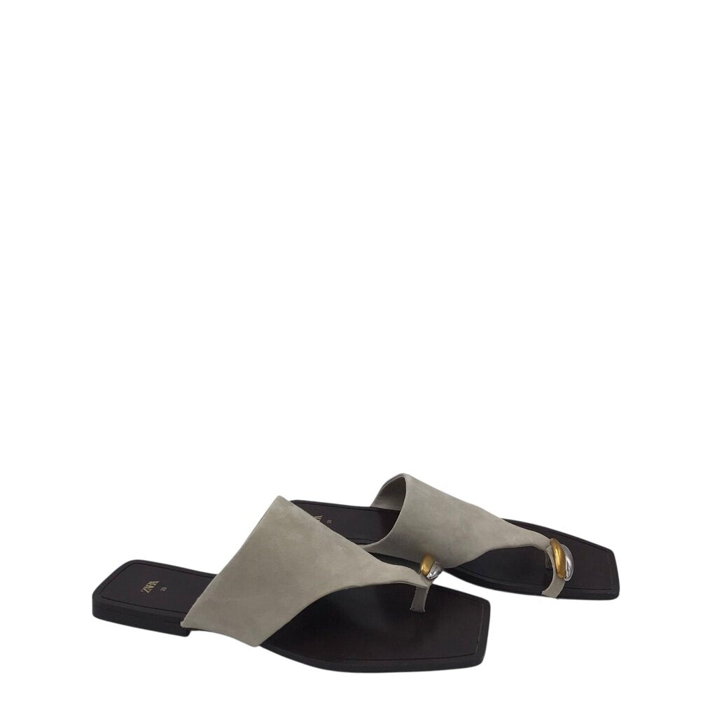 ZARA TOE SANDAL SHOES BEIGE 9