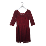 BETSEY JOHNSON LACE 3/4 SLEEVE DESIGNER DRESS RED BLACK 6