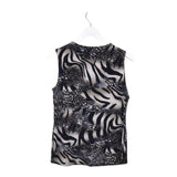 FRANK LYMAN PRINT ZIP SLEEVELESS DESIGNER TOP BLACK CREAM 8