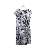 TALBOTS NWT FLORAL CAP SLEEVE DRESS BLACK WHITE PM