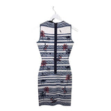 BCBGMAXAZRIA KNIT PRINT SLEEVELESS DESIGNER DRESS BLUE WHITE XXSMALL