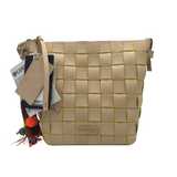 CONSUELA NWT$395 WOVEN BUCKET HANDBAG CREAM PIN
