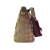 CONSUELA NWT$395 WOVEN BUCKET HANDBAG CREAM PIN