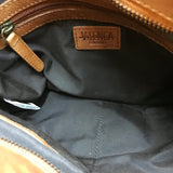LEATHER WOVEN HANDBAG TAN