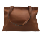 LEATHER TOTE HANDBAG BROWN