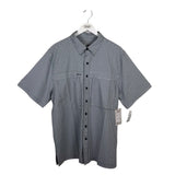 GAMEGUARD OUTDOORS PLAID FISHING SHORT SLEEVE MEN SHIRT WHTIE GREY LARGE