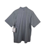 GAMEGUARD OUTDOORS PLAID FISHING SHORT SLEEVE MEN SHIRT WHTIE GREY LARGE