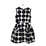 GRACIA DOTS MINI SLEEVELESS DESIGNER DRESS BLACK WHITE LARGE