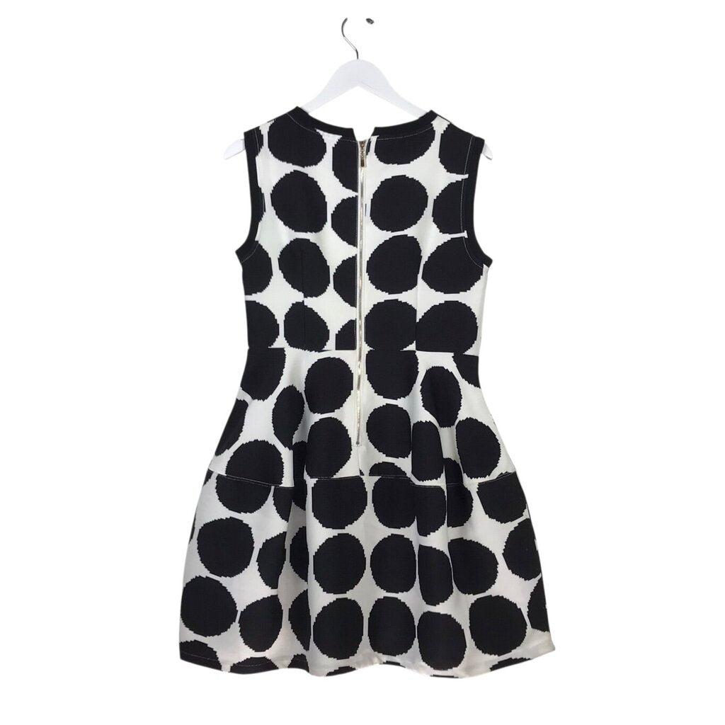 GRACIA DOTS MINI SLEEVELESS DESIGNER DRESS BLACK WHITE LARGE