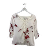 JOIE SILK PUFF SLEEVE DESIGNER TOP BLACK BLUE LARGE