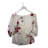 JOIE SILK PUFF SLEEVE DESIGNER TOP BLACK BLUE LARGE