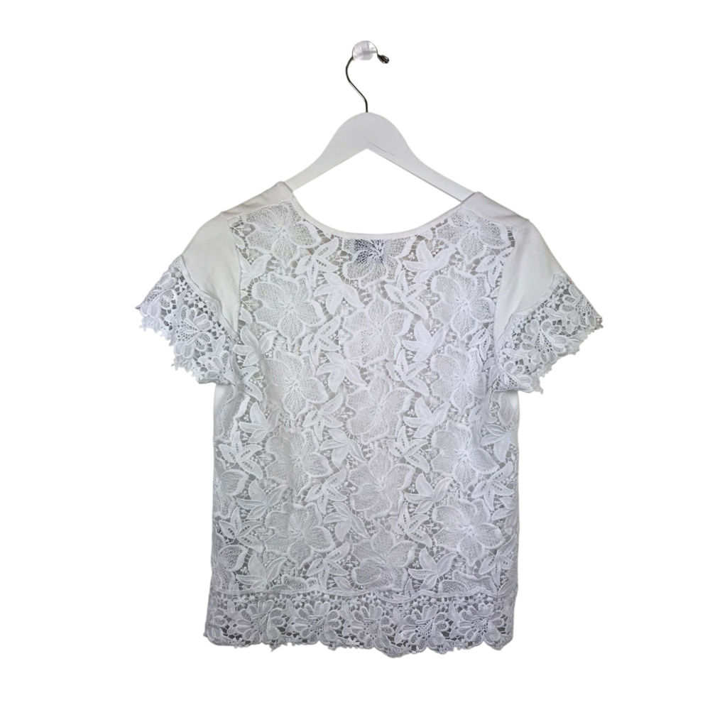 LACE SHORT SLEEVE DESIGNER TOP WHITE 2