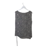 ESCADA SILK PRINT SLEEVELESS DESIGNER TOP WHITE BLACK 44
