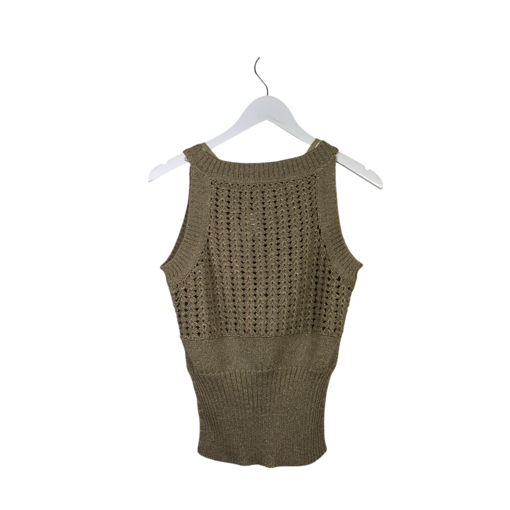 ESCADA SPORT CROCHET SLEEVELESS DESIGNER TOP GOLD MEDIUM