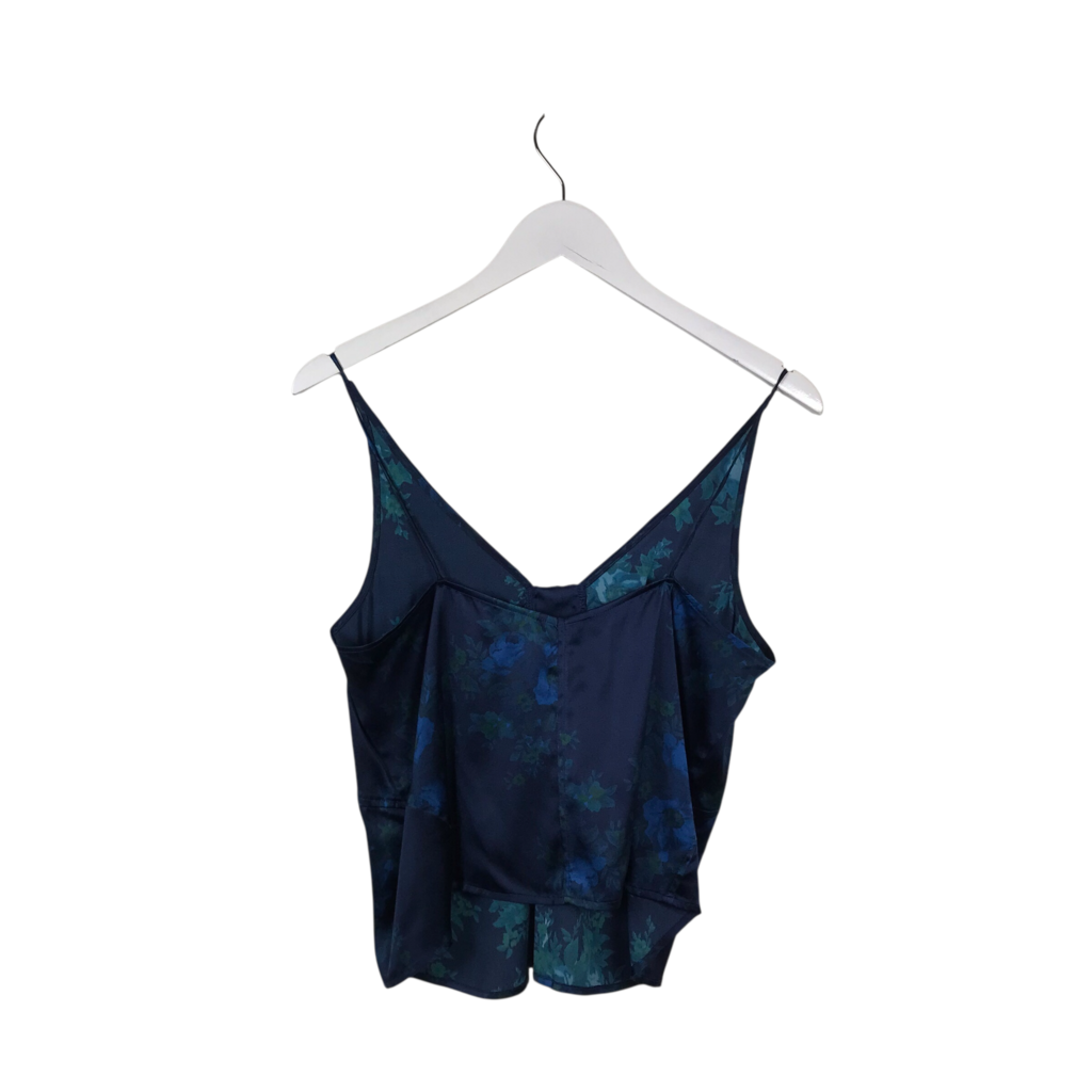GANNI SLEEVELESS DESIGNER TOP NAVY GREEN MEDIUM