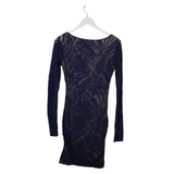 BCBGMAXAZRIA LONG SLEEVE KNIT DESIGNER DRESS NAVY SMALL