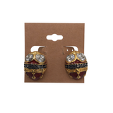JOAN RIVERS CLIP ON EGG EARRINGS MAROON GOLD