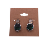 RET$434 .925/14K DANGLE EARRINGS SILVER/GOLD EMERALD
