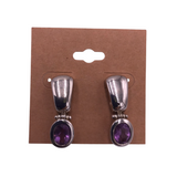 .925 DANGLE GEMSTONE EARRINGS SILVER AMETHYST